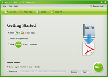 Amacsoft MOBI to PDF Converter screenshot