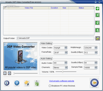 Amadis 3GP Video Converter screenshot