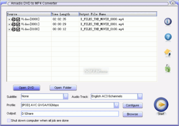 Amadis DVD to iPod/3GP/MP4/AVI Converter screenshot