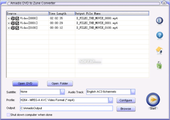 Amadis DVD to Zune Converter screenshot