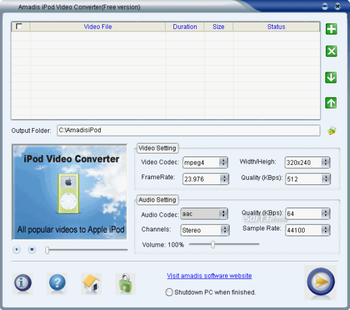 Amadis iPod Video Converter screenshot 3