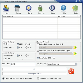 Amadis Video to DVD Creator screenshot