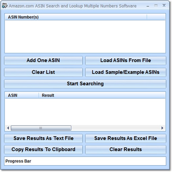 Amazon.com ASIN Search and Lookup Multiple Numbers Software screenshot