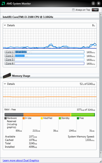 AMD System Monitor screenshot