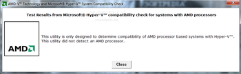 AMD-V Technology and Microsoft Hyper-V System Compatibility Check screenshot