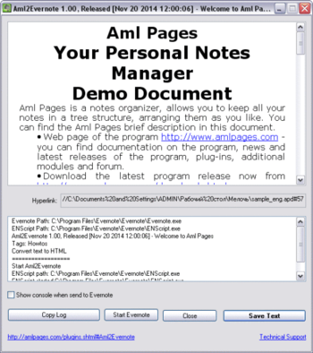 Aml2Evernote screenshot