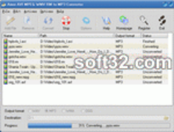 Amor AVI MPEG WMV RM to MP3 Converter screenshot