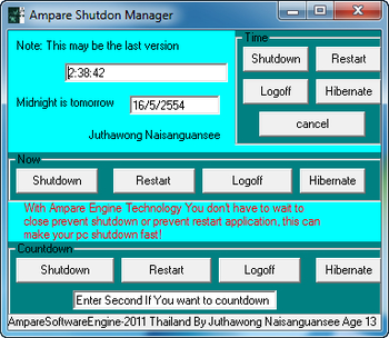 Ampare Shutdown Manager screenshot