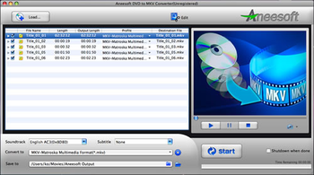 Aneesoft DVD to MKV Converter for Mac screenshot