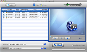 Aneesoft FLV Converter for Mac screenshot