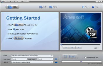 Aneesoft Free 3GP Video Converter screenshot