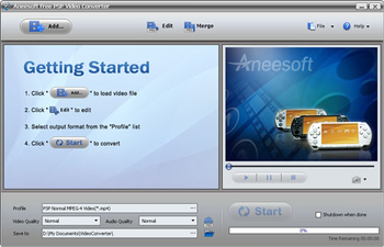 Aneesoft Free PSP Video Converter screenshot