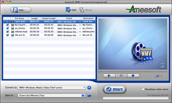 Aneesoft WMV Converter for Mac screenshot 2
