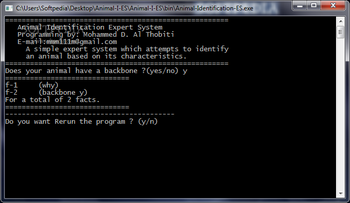 Animal Identification Expert System screenshot
