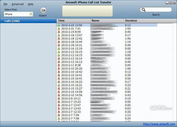 Aniosoft iPhone Call List Transfer screenshot 2