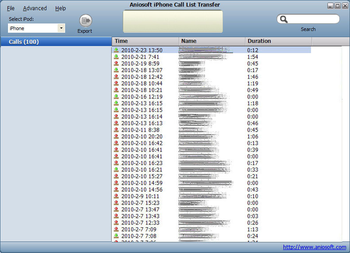 Aniosoft iPhone Call List Transfer screenshot 3