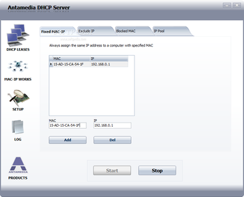 Antamedia DHCP Server screenshot 2