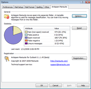 Antispam Marisuite for Outlook screenshot