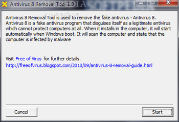 Antivirus 8 Removal Tool screenshot