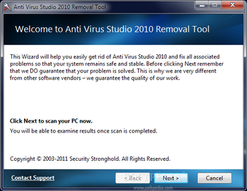 AntiVirus Studio 2010 Removal Tool screenshot