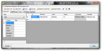 ANTLOG Table Editor screenshot