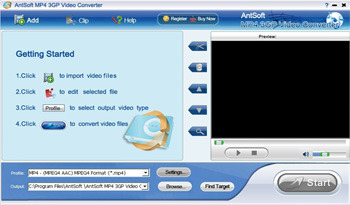 Antsoft MP4 3GP Video Converter screenshot