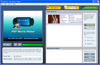AnvSoft PSP Movie Maker screenshot