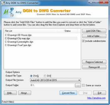 Any DGN to DWG Converter screenshot