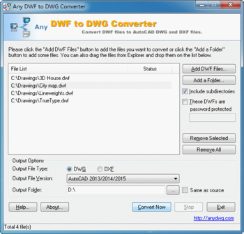 Any DWF to DWG Converter screenshot