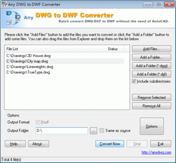 Any DWG to DWF Converter screenshot