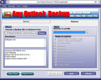 Any Outlook Backup screenshot 2