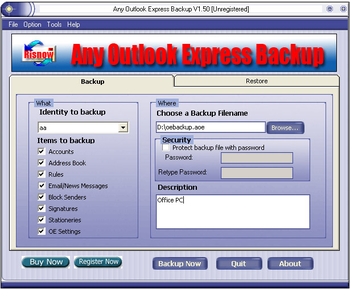 Any Outlook Express Backup screenshot 2
