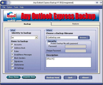 Any Outlook Express Backup screenshot 3