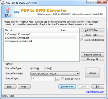 Any PDF to DWG Converter screenshot