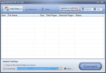 AnyBizSoft Free PDF to Text Converter screenshot