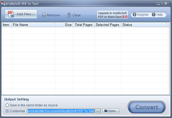AnyBizSoft Free PDF to Text Converter screenshot
