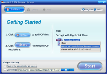 AnyBizSoft PDF Password Remover screenshot