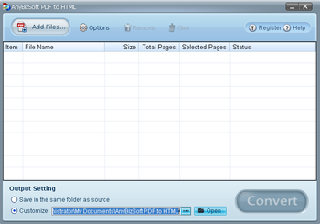 AnyBizSoft PDF to HTML Converter screenshot