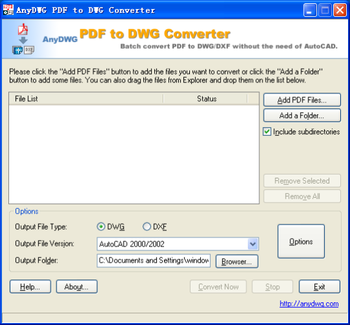 AnyDWG PDF to DWG Converter screenshot