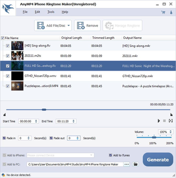 AnyMP4 iPhone Ringtone Maker screenshot