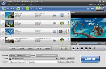 AnyMP4 Video Converter Platinum screenshot