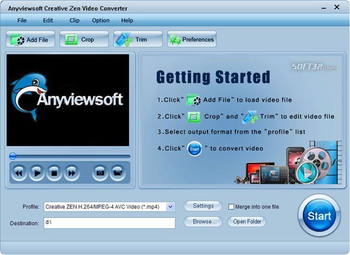 Anyviewsoft Creative Zen Video Converter screenshot 2
