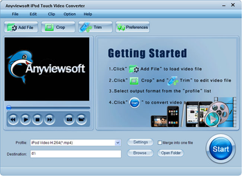 Anyviewsoft iPod Touch Video Converter screenshot