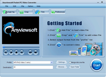 Anyviewsoft Pocket PC Video Converter screenshot