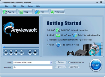 Anyviewsoft PS3 Video Converter screenshot