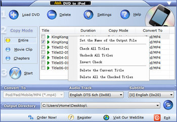 AoA DVD to iPod screenshot