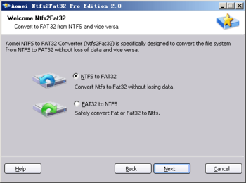 Aomei NTFS to FAT32 Converter Pro Edition screenshot