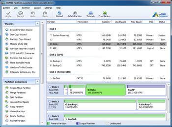 AOMEI Partition Assistant Professional Edition screenshot