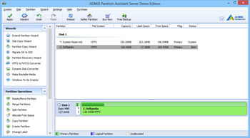 Aomei Partition Assistant Server Edition screenshot