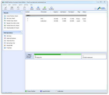 AOMEI Partition Assistant Standard Edition screenshot